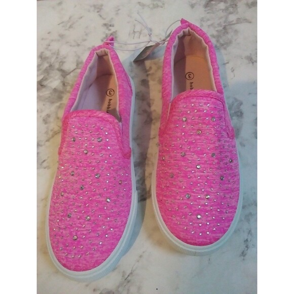 NWT Bobbie Brooks Pink Jeweled Slip Ons Size 3 - Picture 1 of 9